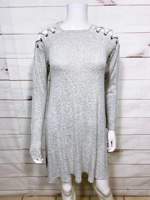 Vestido para mujer American Eagle Outfitters talla S gris cuello redondo con cordones laterales Foto 1 de 4