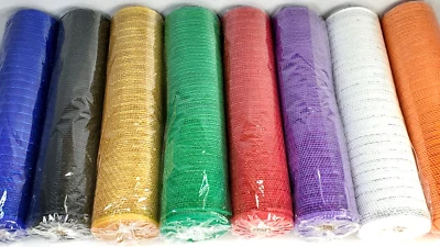 8 Rolls- Decorative Fine Mesh Assorted Colors 10 in x 30 FT Crafting Mesh Fabric - Image 1 of 4