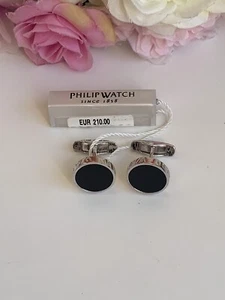 Gemelli Philip Watch In Argento Con Onice - Foto 1 di 7