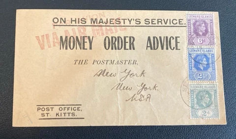 LEEWARDS / ST. KITTS KG6 OHMS - MONEY ORDER Cover