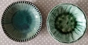 2x Stunning Small Ceramic Trinket Plates, 5" Diameter, 1 Welsh, 1 Unmarked,Green - Picture 1 of 11