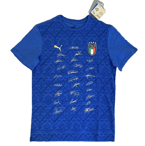 NWT Puma Kids Italy FIGC Signature Winner Blue Gold Soccer Tee Size XL (15-16Y) Cover