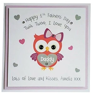 HAPPY 1st FATHERS DAY CARD Personalised Fathers day card new born baby Daddy Dad - Picture 1 of 6