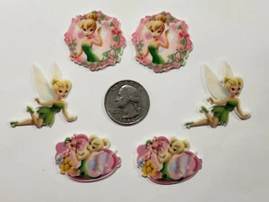 6 Pcs Lot Tinkerbell mixed lot Flatback Resin Cabochon Hair Bow Center Supplies. - Picture 1 of 1