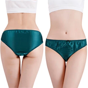 100% Mulberry Silk Underwear Women's Low-rise Sexy Briefs Bow Lace Hot Knickers - Picture 1 of 22