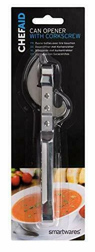 Chef Aid Stainless Steel Can Tin Bottle Opener With Corkscrew Wine Tool - Image 1 of 1