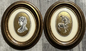 Vintage Art Nouveau Cameo Wood Frames Gold Leaf Greco Roman Inspired W21 - Picture 1 of 4
