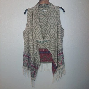 Paparazzi Vest Cardigan Asymmetrical Open Front Boho  Fringe Large  - Picture 1 of 6