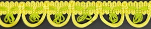 1" Yellow Green Rattail Loop Fabric Fringe Trim 12 Yards Upholstery Trimming - Picture 1 of 1