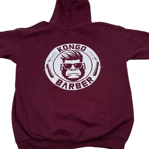Kongo Barber Youth XL Maroon Gildan Heavy Blend Hoodie Graphic Print Razor - Picture 1 of 8