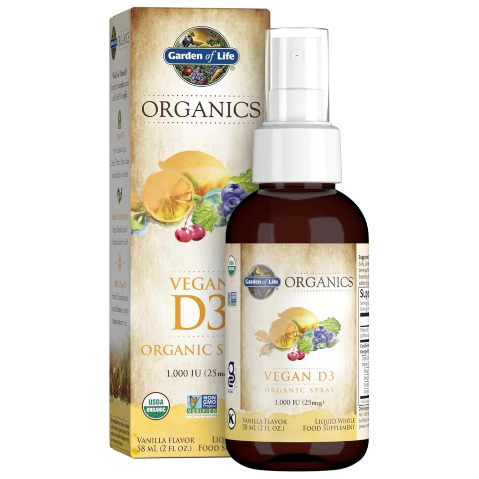 Spray orgánico vegano de vitamina D3 2 fl oz a base de plantas apoyo inmunológico sabor vainilla Foto 1 de 4