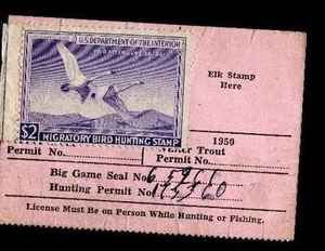 Licencia de caza y pesca de residente de WASHINGTON 1950 RW17 sin firmar, sin goma - 759 - Imagen 1 de 2