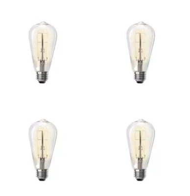 4 Pack Feit Electric LED Bulbs 40W Clear Glass ST19 6.5 Watts Dimmable 250 Lumen - Image 1 of 4