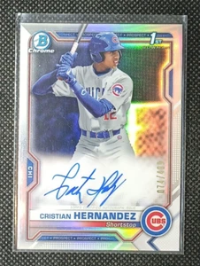 Cristian Hernández 2021 Bowman cromo primer refractor automático #74/499 Cubs - Imagen 1 de 2