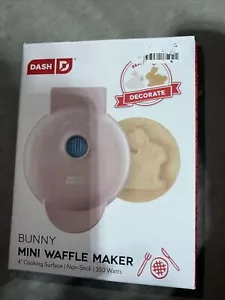 Dash Electric 350W Bunny 4" Mini Waffle Maker Non Stick Pink - Gift EASTER New - Picture 1 of 4