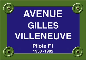 PLAQUE RUE PARIS Gilles VILLENEUVE F1 30X20cm ALU - Imagen 1 de 1