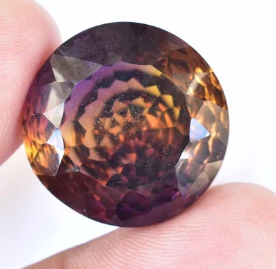 Untreated Natural Bi-Color Ametrine 33.70 Ct Round AGL Certified Loose Gemstone - Image 1 of 4