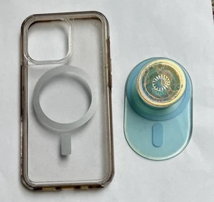 Apple iPhone 13 Pro Phone Case Clear Colored And Blue Magnetic Phone Grip - Photo 1 sur 9