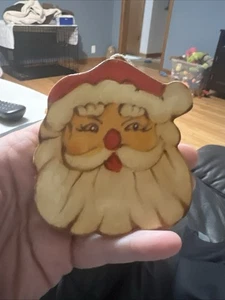Vintage Wooden Santa Christmas Ornament Folk Art - Picture 1 of 3