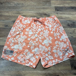 Grunt Style Men's Large Swim Trunks Tropical Death Orange White 7" Inseam Liner - Picture 1 of 9