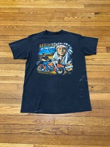 Vintage 1990 3D Emblem Harley Davidson T-Shirt Brothers in Wind New Haven CT - Picture 1 of 13