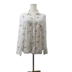 Rails Charli Safari Cheetah Linen Blend Women’s Small Button Down Shirt White - Picture 1 of 9