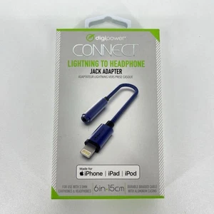 DigiPower Connect Stereo AUX Lighting Adapter Cable 6 Inch New Sealed - Picture 1 of 4