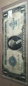 1 Dollar Silber Zertifikat sehr guter Zustand großer Schein, große blaue Siegel Serie von 1923 "lustiger Rücken" - Bild 1 von 2