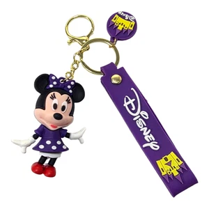 Brandneu Disney Minnie Mouse 3D Schlüsselanhänger Minnie in LILA Farbe Neu - Bild 1 von 5