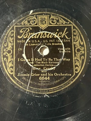 Bing Crosby Brunswick 78RPM - Guess it Had to Be that Way / Day You Came Along - Image 1 of 2
