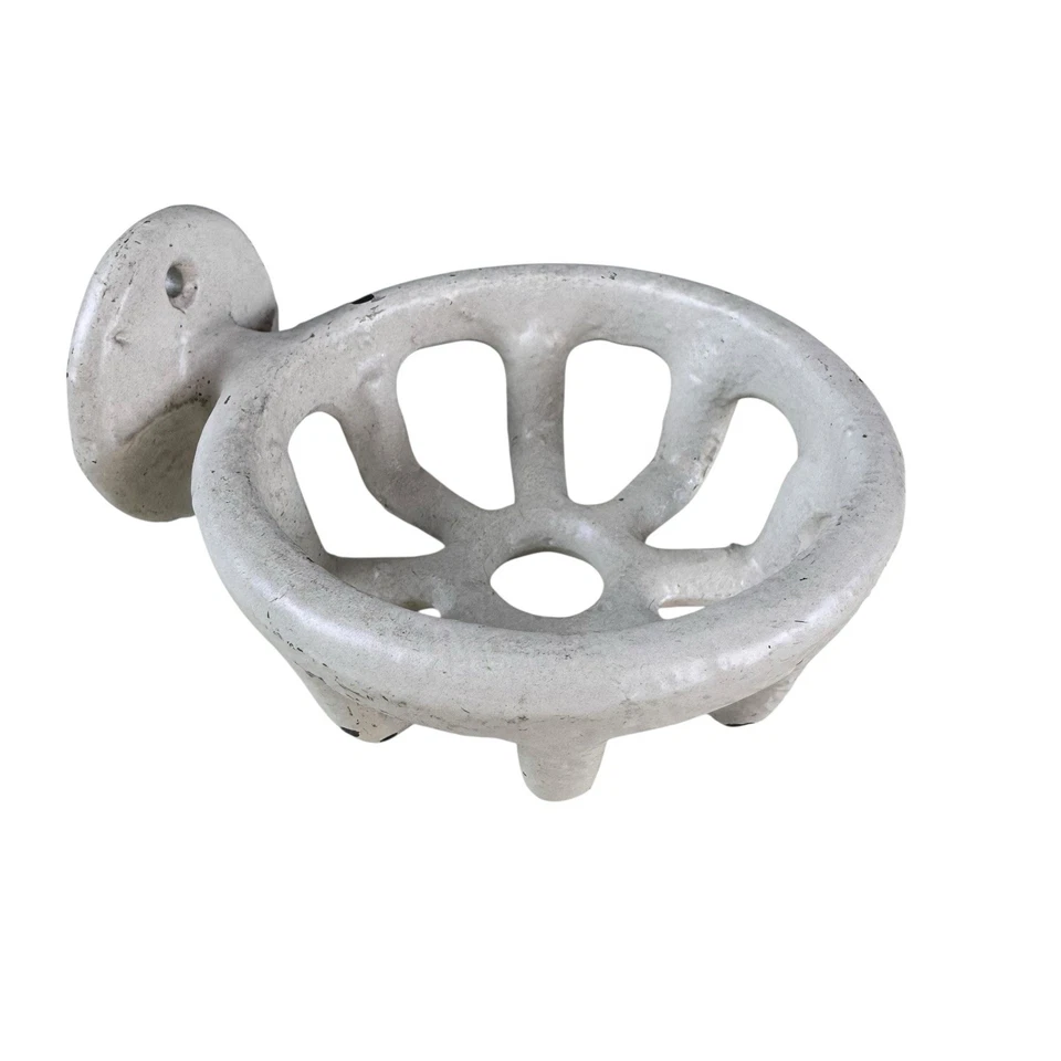 Soporte para vaso de baño esmaltado blanco de hierro fundido vintage montaje en pared Foto 1 de 4