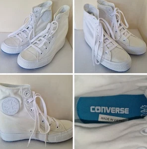 Converse Ladies UK Size 7 Concealed Wedge Heel White Canvas Platform 542427C - Picture 1 of 24