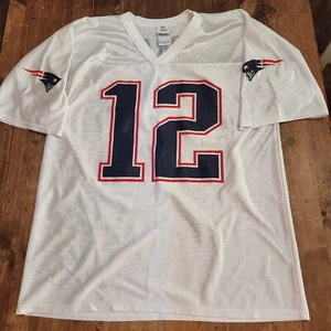 TOM BRADY #12 NEW ENGLAND PATRIOTS NFL TEAM APPAREL WHITE JERSEY- MEN'S LG - Picture 1 of 7