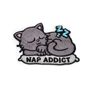 Nap Addict Cat Patch - Patch morale tattica, toppa gancio e anello o ferro da stiro - Foto 1 di 4