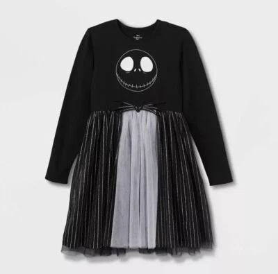 DISNEY GIRLS XL 14-16 NIGHTMARE BEFORE CHRISTMAS JACK SKELLINGTON DRESS GLOWS - Image 1 of 3