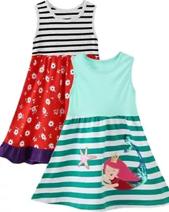 2 Pack Toddler Girl Short Sleeve Tank Dresses Kids Summer Casual Dress Size 2T - Picture 1 of 2