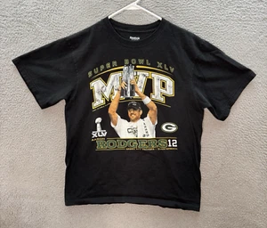 Green Bay Packers Shirt Adult XLarge Black Aaron Rodgers Grunge Skater Y2K Mens - Picture 1 of 9