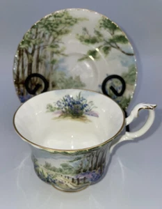 ROYAL ALBERT Bone China Teacup Saucer Set COUNTRY SCENES BLUEBELL WOOD England - Picture 1 of 5