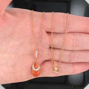 Kabana 14k Rose Gold Diamond & Coral Pendant Necklace $2800 Retail - Picture 1 of 16