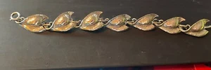 "Pulsera de eslabón modernista de plata esterlina firmada artesanalmente 7,5""" - Imagen 1 de 7