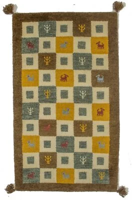 Handmade Multicolored Indo-Gabbeh Oriental Rug Tribal Plush Tassel Carpet 2X4 ft - Image 1 of 4