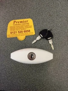 FAP MOTORHOME CARAVAN OVAL COMPARTMENT DOOR LOCK WITH KEYS 110MM WHITE (73334) - Picture 1 of 3