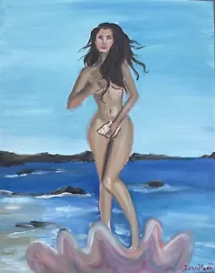 FIGURA FEMENINA DESNUDA ORIGINAL PINTURA AL ÓLEO DIOSA DEL MAR 14 X 11 Impresionismo ARTE - Imagen 1 de 17