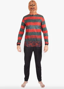 Freddy Krueger Nightmare On Elm St Costume One-Piece Zip-Up Adult+Glove Hand New - Picture 1 of 7