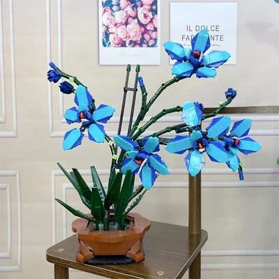 MARKENLOS Orchidee Klemmbaustein Set 1097 Tlg Künstliche Blumen Pflanzen Baustein Bausatz