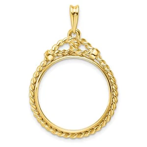 1986-Now $10 1/4 oz American Eagle Screw Top Western Rope Coin Bezel in 14k Gold - Picture 1 of 7