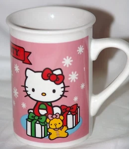 Taza de café/taza de té de cerámica con copo de nieve rosa y blanco de Navidad ""Hello Kitty - Imagen 1 de 6