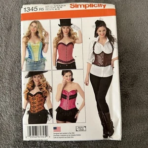 Simplicity 1345 Sewing Pattern Corset Bustier Costume Steampunk Sz 14-22 UNCUT - Picture 1 of 6