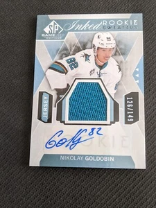 2015-16 UD SP GAME USED NIKOLAY GOLDOBIN IRS-NG #ed 126/149 INKED ROOKIE JERSEY - Picture 1 of 2