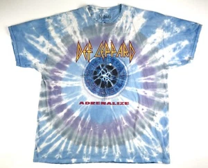 Vintage Men’s Def Leppard Adrenalize Blue Tie Dye T Shirt Size XL - Picture 1 of 6